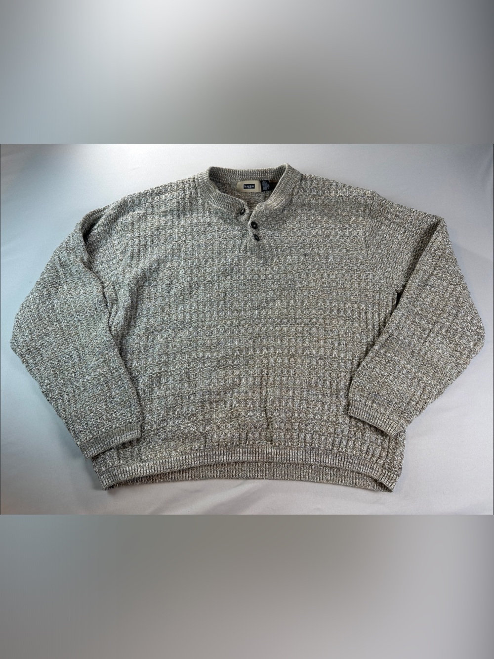 Vintage Haggar Men’s Sweater XL Cable Knit Heather Brown Cowl Neck Textured
